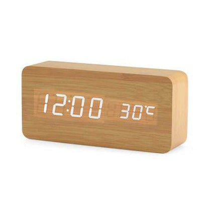 Nordic Voice-Controlled LED Alarm Clock – USB Rechargeable, Modern Design with Bright Display