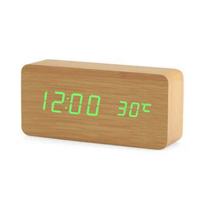 Nordic Voice-Controlled LED Alarm Clock – USB Rechargeable, Modern Design with Bright Display