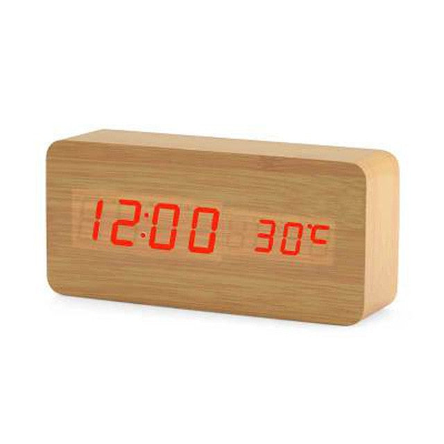 Nordic Voice-Controlled LED Alarm Clock – USB Rechargeable, Modern Design with Bright Display