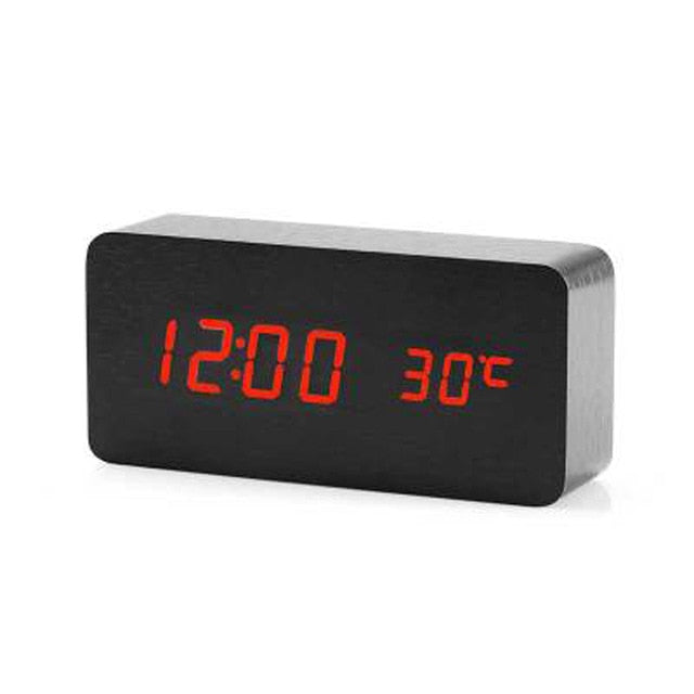 Nordic Voice-Controlled LED Alarm Clock – USB Rechargeable, Modern Design with Bright Display