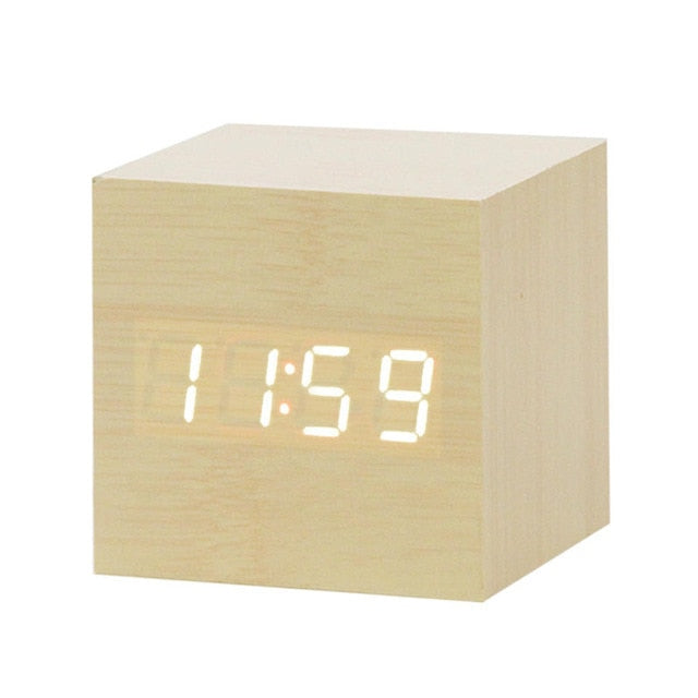 Nordic Voice-Controlled LED Alarm Clock – USB Rechargeable, Modern Design with Bright Display