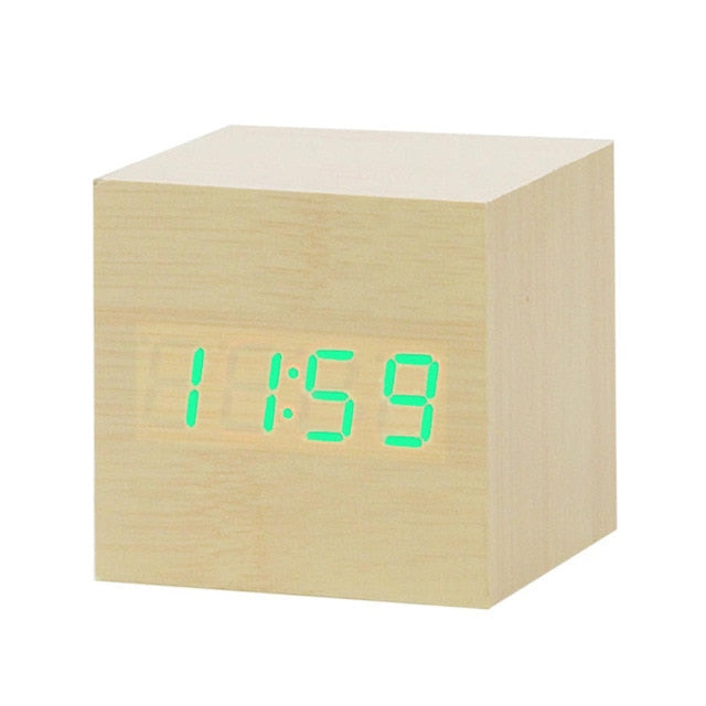 Nordic Voice-Controlled LED Alarm Clock – USB Rechargeable, Modern Design with Bright Display