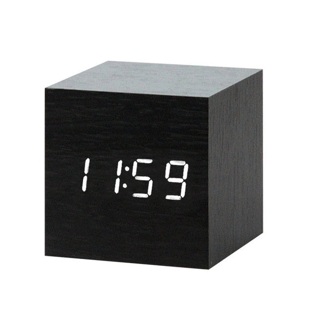 Nordic Voice-Controlled LED Alarm Clock – USB Rechargeable, Modern Design with Bright Display