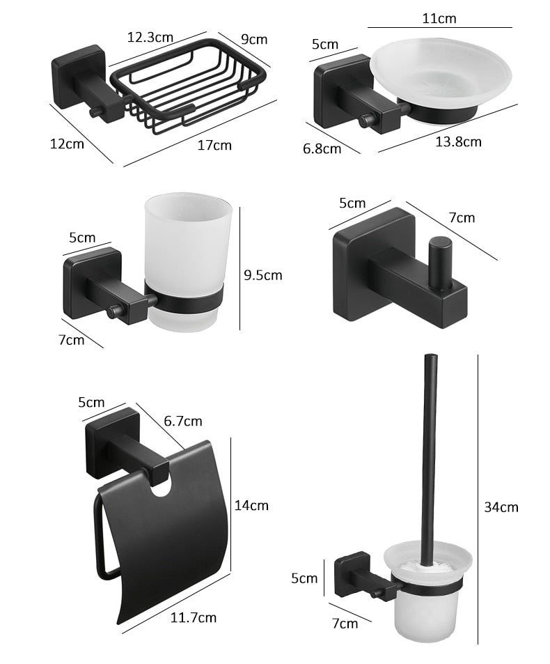 Miravique Black Stainless Steel Bathroom Hardware Set