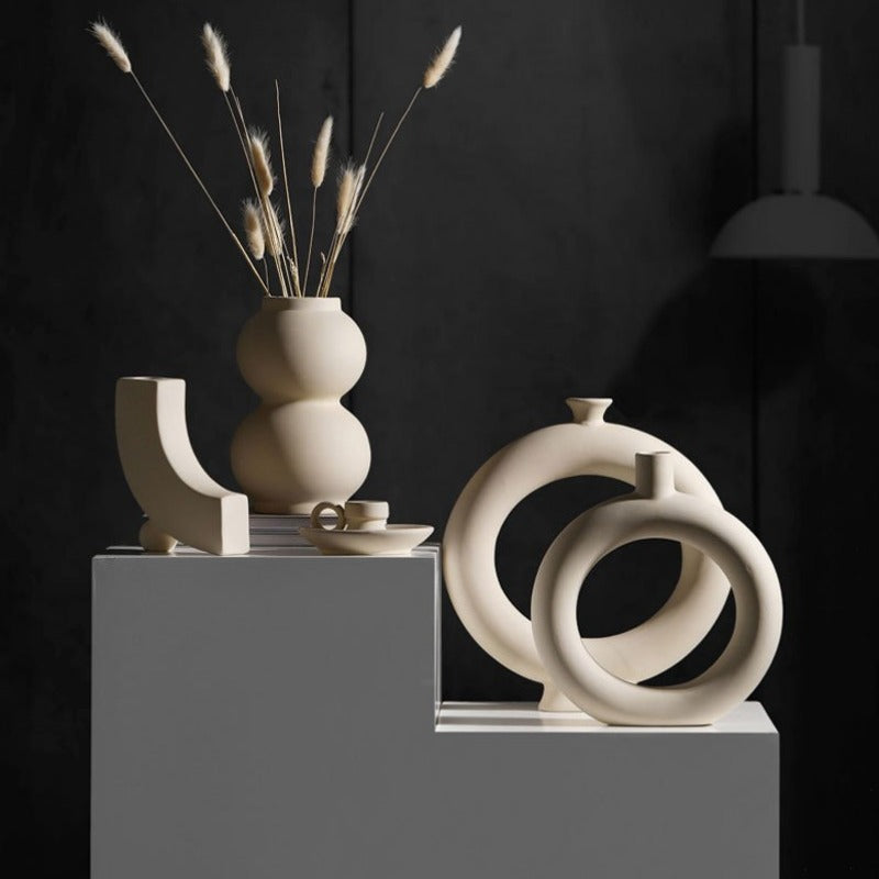 Modern Minimalist Ceramic Vases and Candle Holders