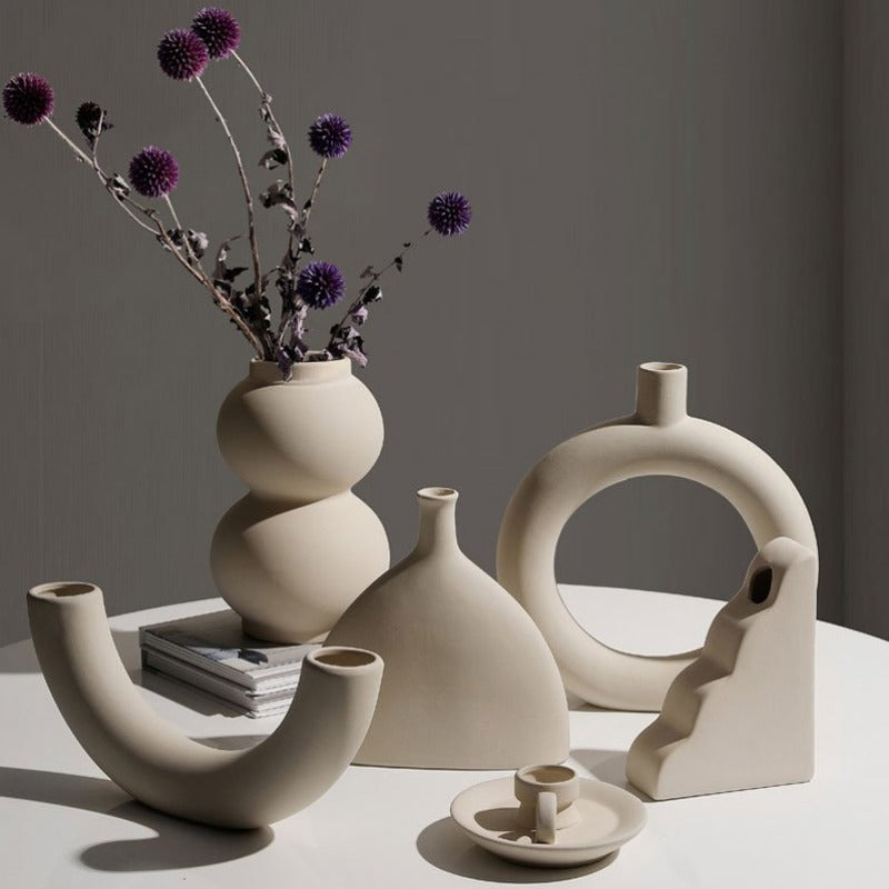 Modern Minimalist Ceramic Vases and Candle Holders