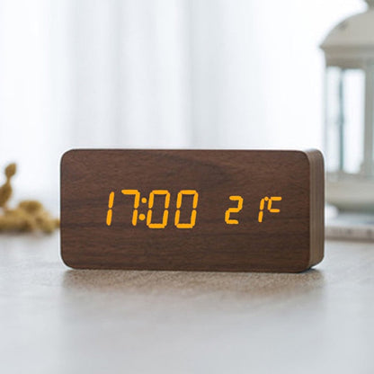 Nordic Voice-Controlled LED Alarm Clock – USB Rechargeable, Modern Design with Bright Display