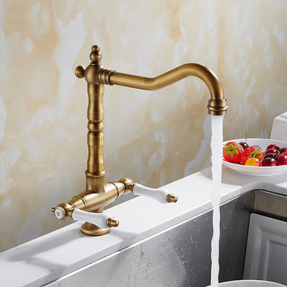 Miravique-Handle Rustic Brass Faucet