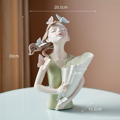 Butterfly Forest Girl Figurine Vase