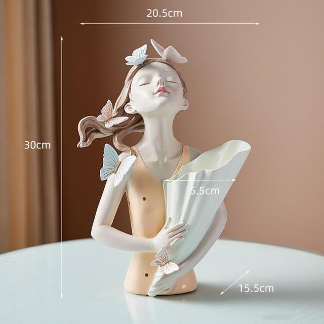 Butterfly Forest Girl Figurine Vase