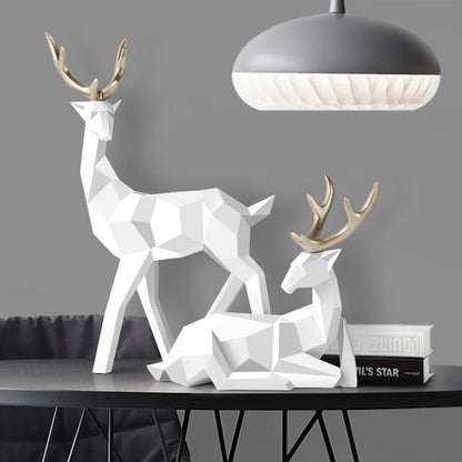 Scandinavian Reindeer Sculpture Set of 2