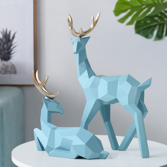 Scandinavian Reindeer Sculpture Set of 2