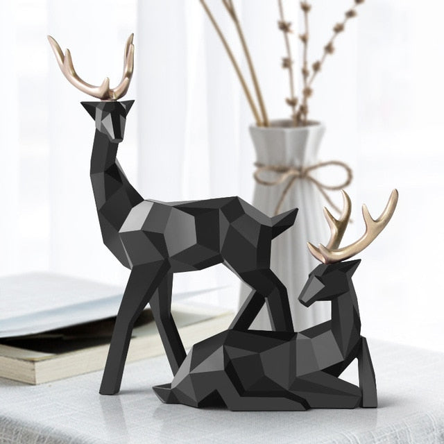 Scandinavian Reindeer Sculpture Set of 2