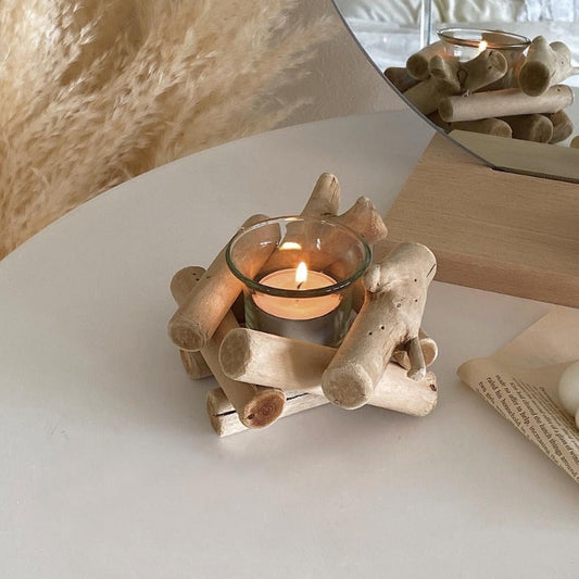 Miravique Coastal Wood Tealight Candle Holder