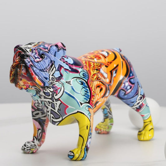 Graffiti English Bulldog Resin Sculpture