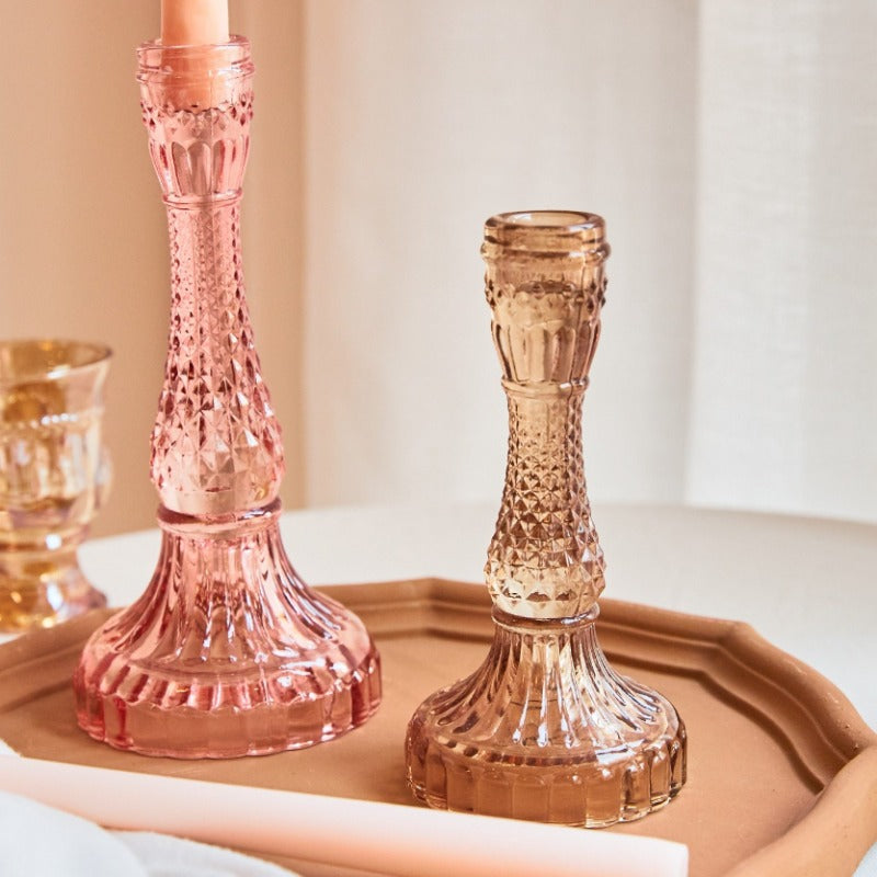 Miravique Glass Taper Candlestick Holders