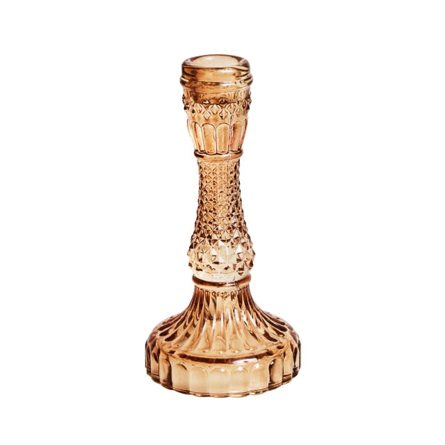 Miravique Glass Taper Candlestick Holders