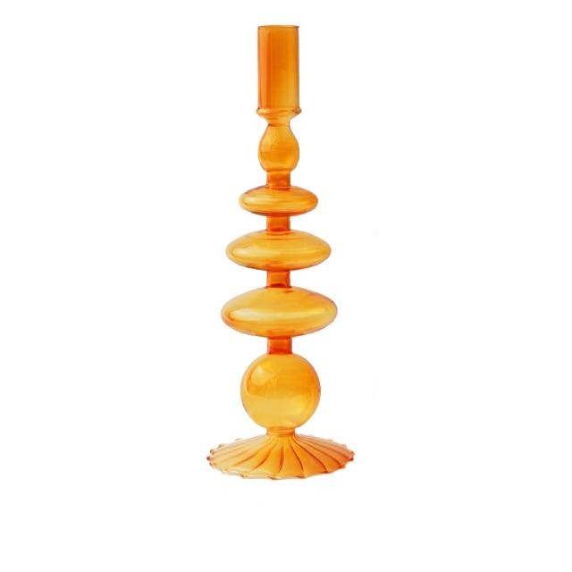 Miravique Amber Glass Taper Candle Holder & Vases