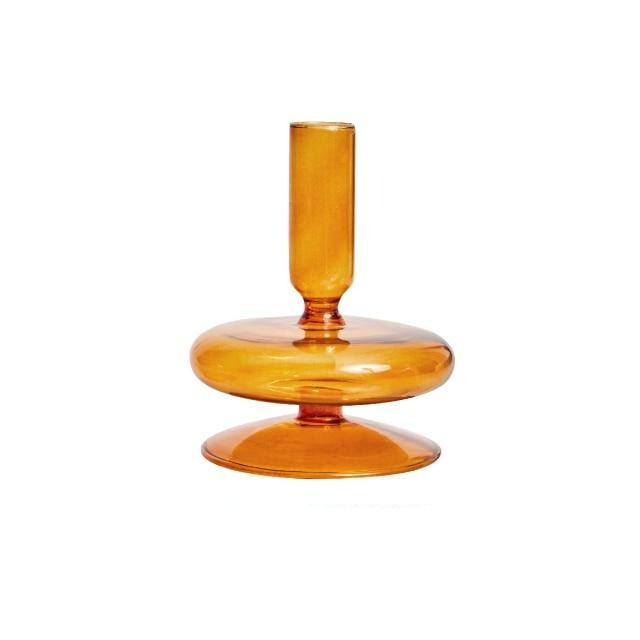 Miravique Amber Glass Taper Candle Holder & Vases