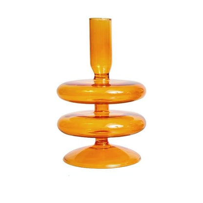 Miravique Amber Glass Taper Candle Holder & Vases