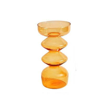 Miravique Amber Glass Taper Candle Holder & Vases