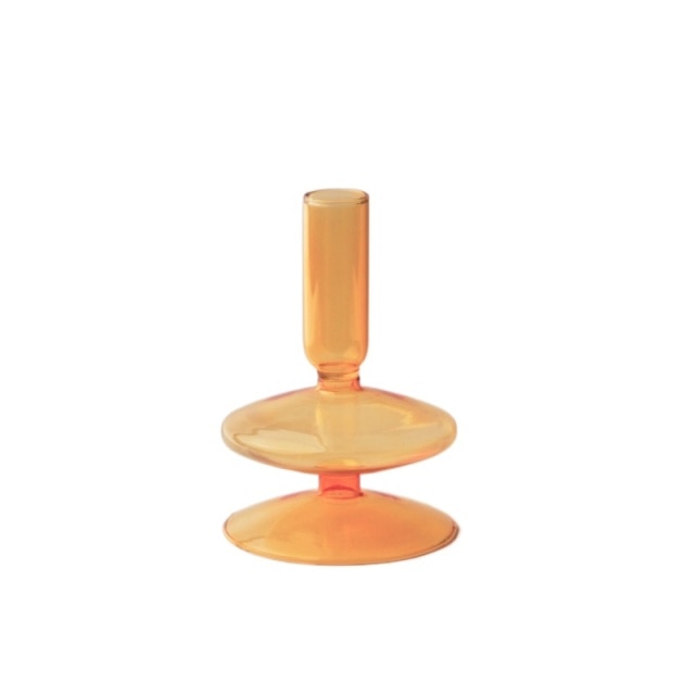 Miravique Amber Glass Taper Candle Holder & Vases