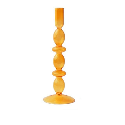 Miravique Amber Glass Taper Candle Holder & Vases