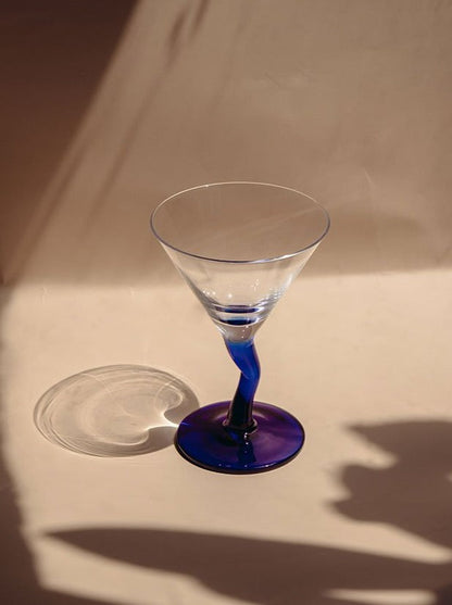 Blue Twist Martini Glass