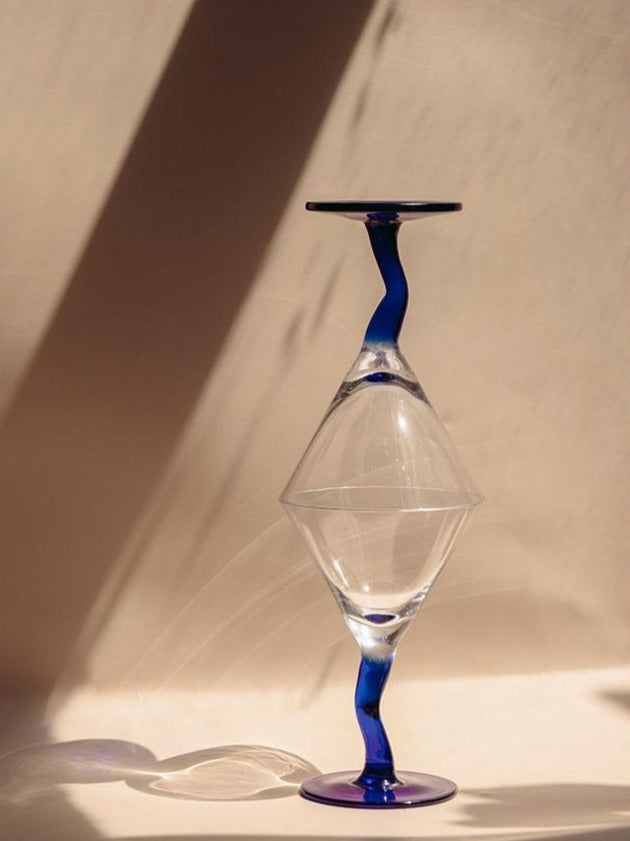 Blue Twist Martini Glass