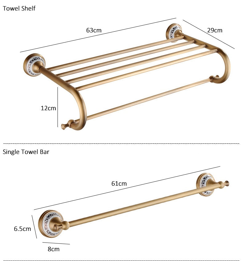 Miravique Brass Bathroom Hardware Set