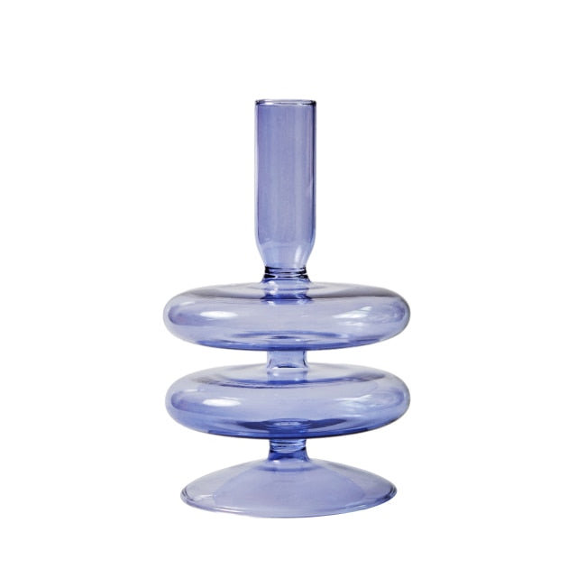 Lilac Purple Glass Taper Candle Holder & Vases