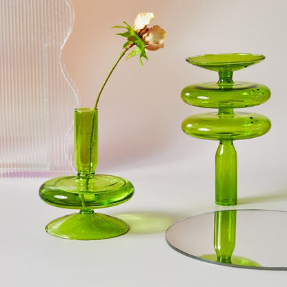 Green Meadows Glass Taper Candle Holder & Vases