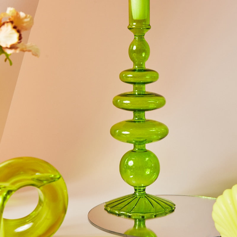 Miravique Meadows Glass Taper Candle Holder & Vases