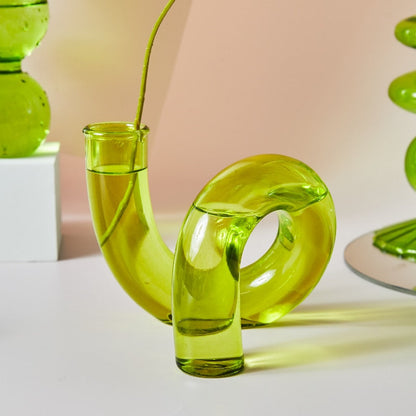 Green Meadows Glass Taper Candle Holder & Vases