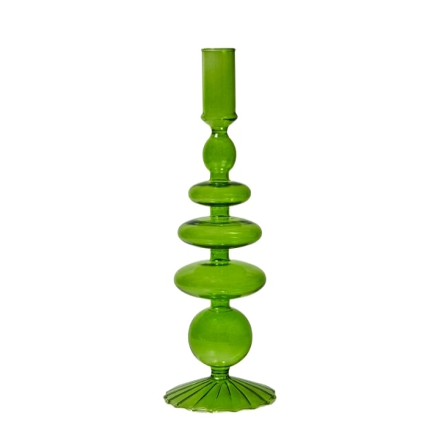 Green Meadows Glass Taper Candle Holder & Vases