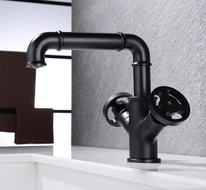 Miravique Rotary Handles Brass Bathroom Faucet