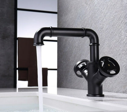 Miravique Rotary Handles Brass Bathroom Faucet