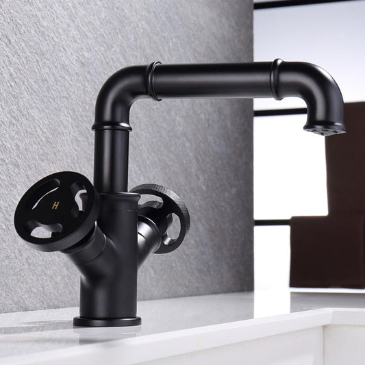 Miravique Rotary Handles Brass Bathroom Faucet