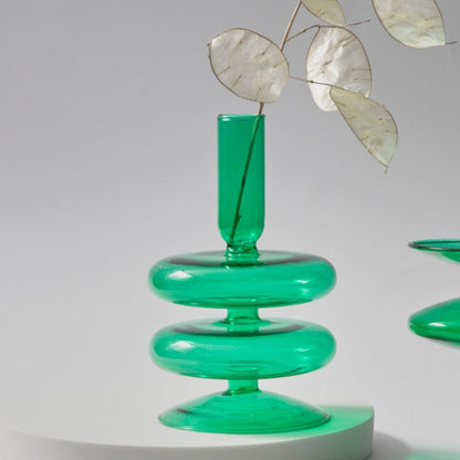 Miravique Green Glass Taper Candle Holder & Vases