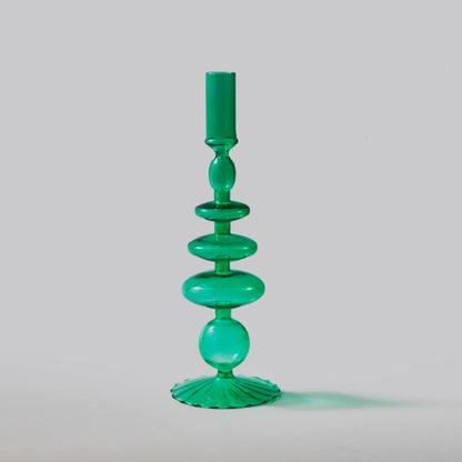 Miravique Green Glass Taper Candle Holder & Vases