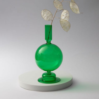 Miravique Green Glass Taper Candle Holder & Vases