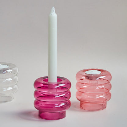 Abstract Centerpiece Glass Taper Candlestick and Tealight Candle Holders