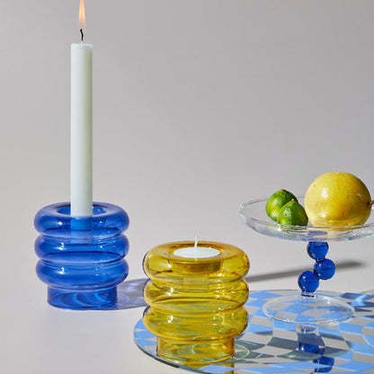 Abstract Centerpiece Glass Taper Candlestick and Tealight Candle Holders