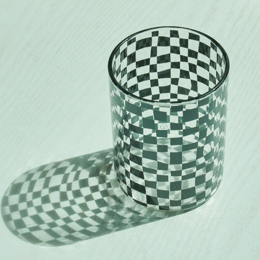 Retro Checkered Glass Cup