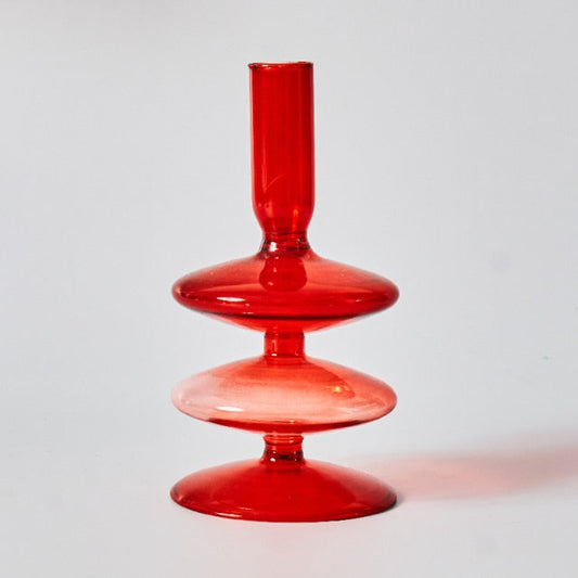 Miravique Red Glass Taper Candle Holders & Vases