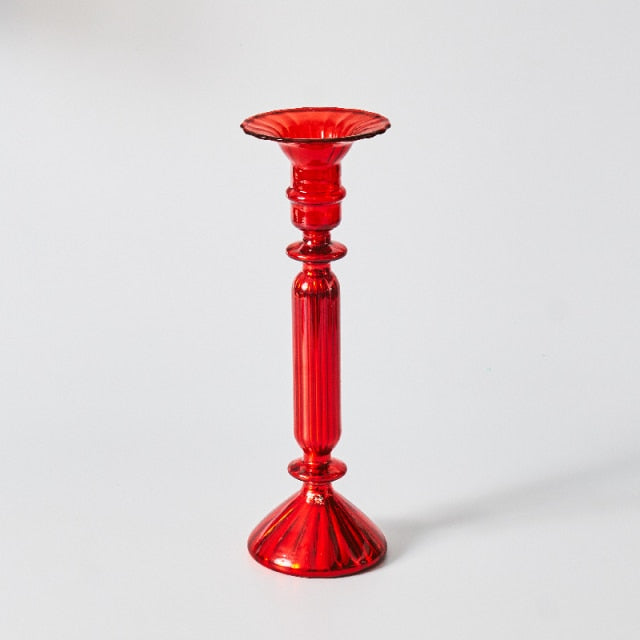 Miravique Red Glass Taper Candle Holders & Vases