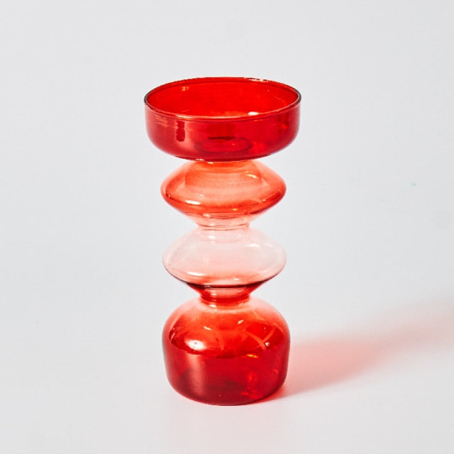 Miravique Red Glass Taper Candle Holders & Vases