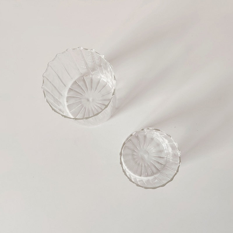 Scalloped Clear Tumbler Glass Cup