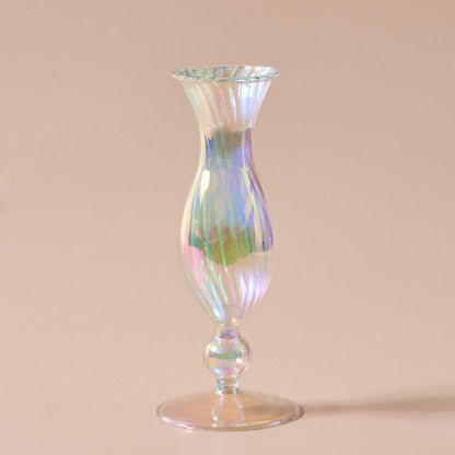 Miravique Iridescent Rainbow Glass Taper Candle Holders & Vases