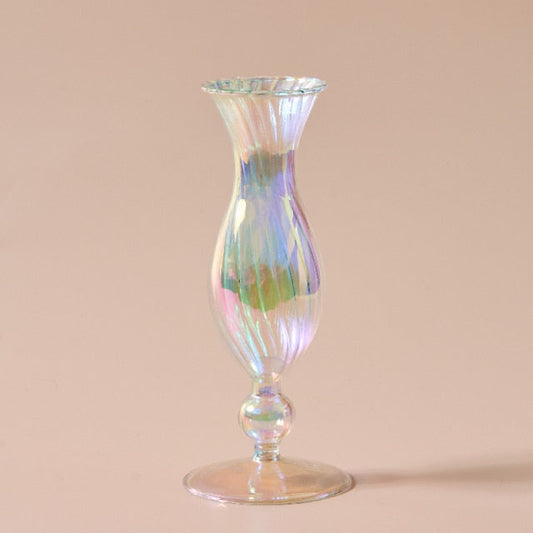 Miravique Iridescent Rainbow Glass Taper Candle Holders & Vases